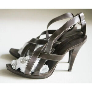 Pedro Garcia Dark  Brown Leather Strappy Sexy Sandal Heels 39